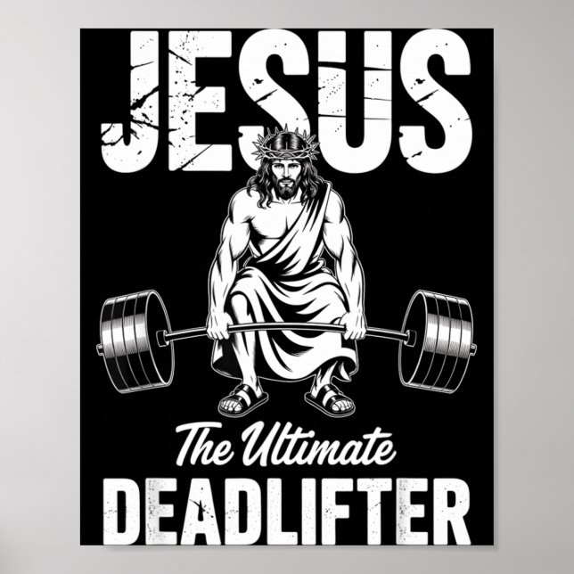 Affiche Jesus The Deadlifter Funny Christian Gym Pun  (Devant)
