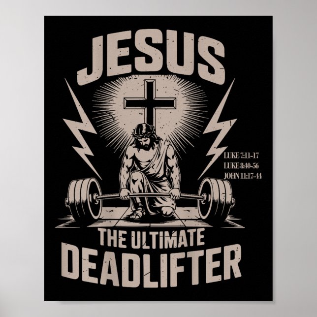 Affiche Jesus The Deadlifter Funny Christian Gym Workout (Devant)