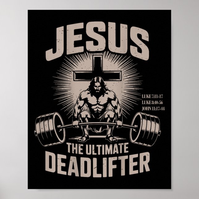 Affiche Jesus The Deadlifter Funny Christian Gym Workout (Devant)