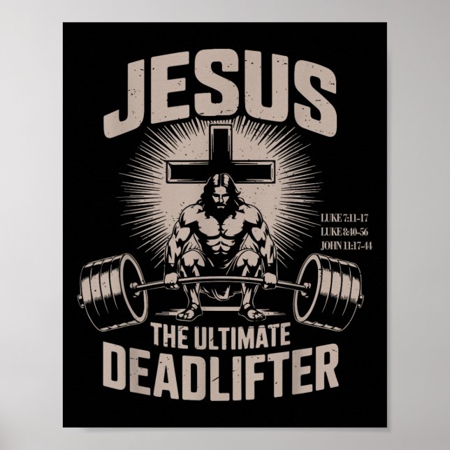 Affiche Jesus The Ultimate Deadlifter Muscle Kid Funny Chr (Devant)
