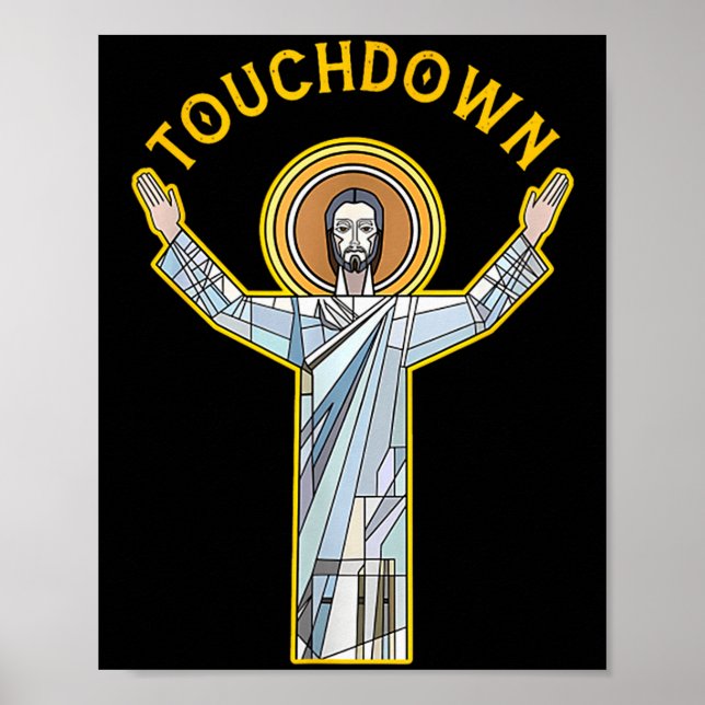 Affiche Jesus Touchdown Fun Christian Faith Saying Meme Ch (Devant)