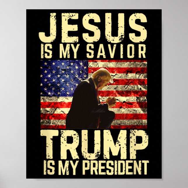 Affiche Jésus Trump Tee - Jésus Est Mon Seigneur Sauveur T (Devant)