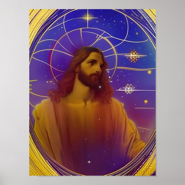 Affiche Jésus Verre tendu AI Art généré (Devant)