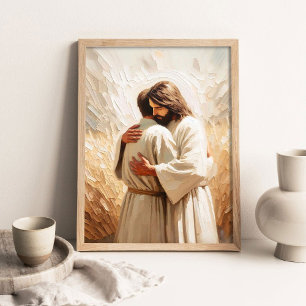 Affiche Jésus vous aime, Art chrétien, Jésus Christ câlins