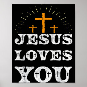 Affiche Jésus Vous Aime Croix Chrétienne Foi