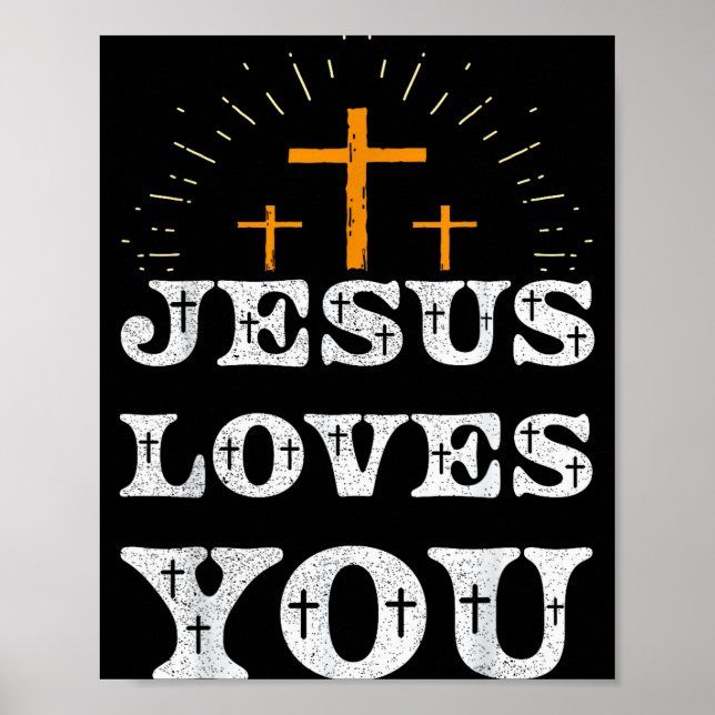 Affiche Jésus Vous Aime Croix Chrétienne Foi  (Devant)