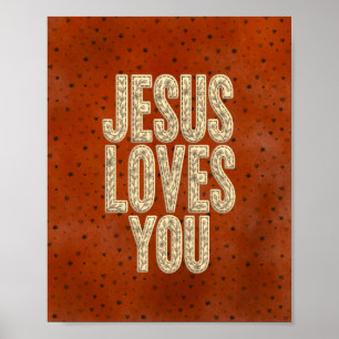 Affiche Jésus vous aime Encouragement chrétien rustique
