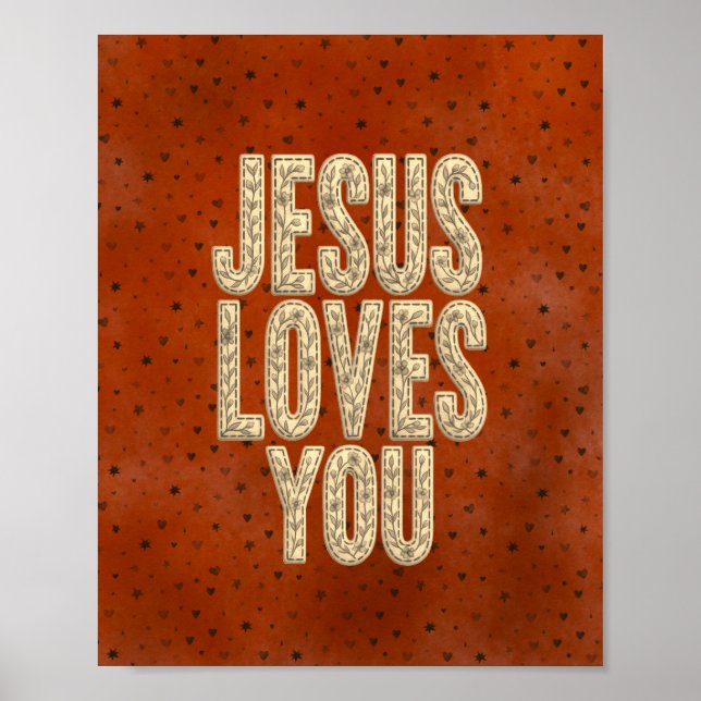 Affiche Jésus vous aime Encouragement chrétien rustique (Devant)