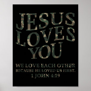 Affiche Jésus Vous Aime Moi Camo Chrétien Jeunesse Hommes