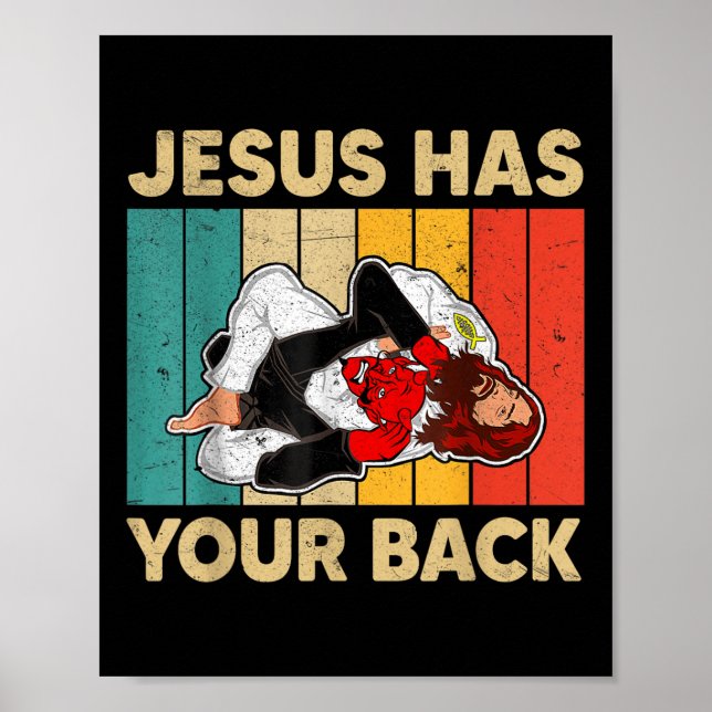 Affiche Jésus Vous Soutient Jiu Jitsu Rétro Hommes Chrétie (Devant)