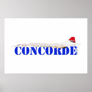 Affiche Jet Concorde avec texte bleu gras