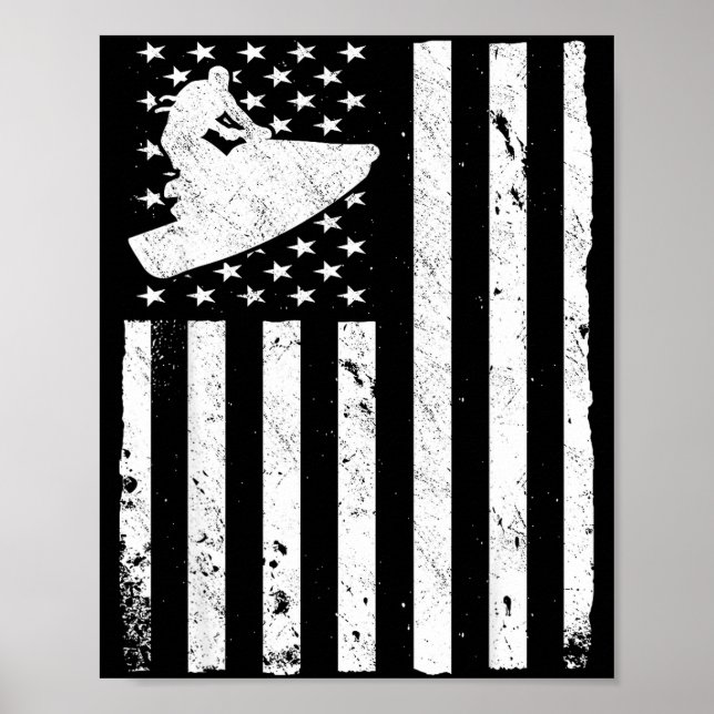 Affiche Jet ski américain drapeau américain jetski  (Devant)