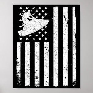 Affiche Jet Ski américain drapeau États-Unis Jetski