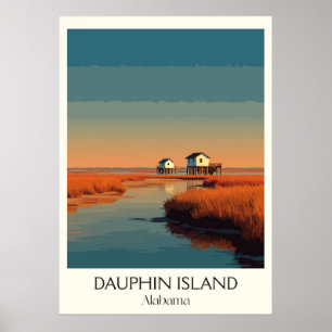 Affiche Jetée côtière de l'île Dauphin Alabama