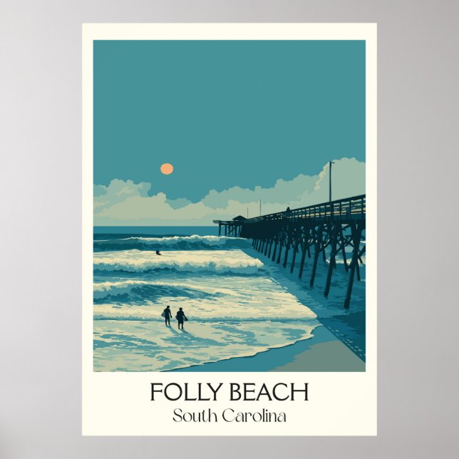 Affiche Jetée de Folly Beach Caroline du Sud (Devant)
