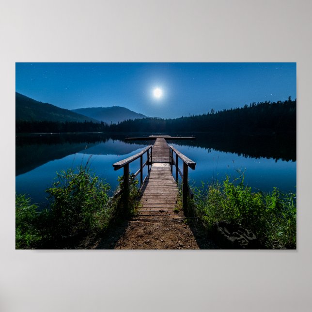 Affiche Jetée de nuit sous une Pleine lune (Devant)