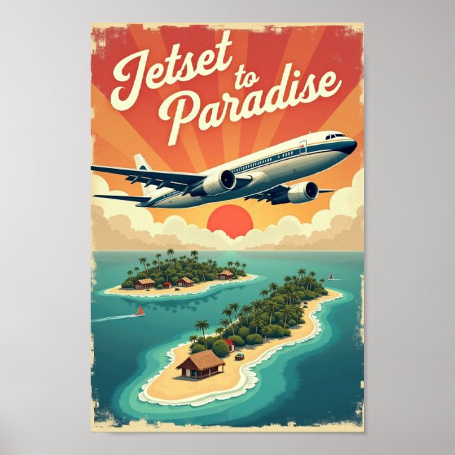 Affiche Jetset to Paradise – Vintage 60s Tropical Flight (Devant)
