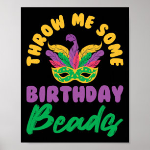 Affiche Jette-moi des perles d'anniversaire Masque Mardi G