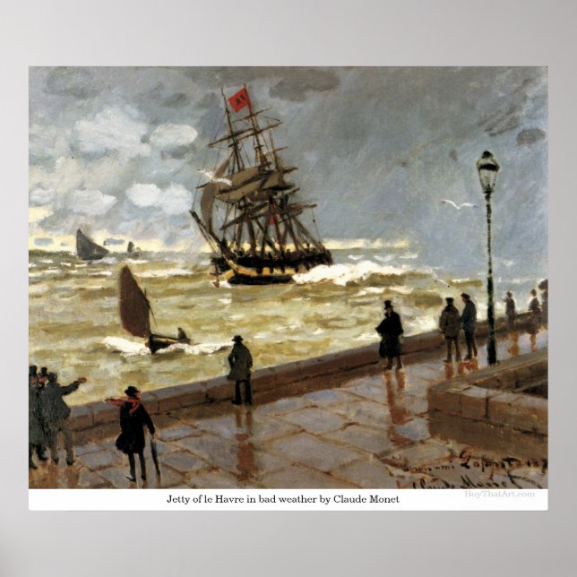 Affiche Jetty du Havre par mauvais temps par Claude Monet (Devant)