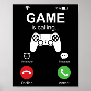 Affiche Jeu Appelle Drôle Joueur Jeux Vidéo Jouer Hommes