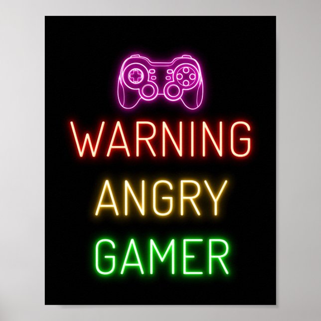 Affiche Jeu Avertissement Gamer en colère (Devant)