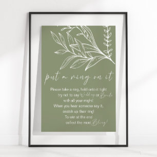 Affiche Jeu Boho Fleurs Vert Sauge Mets un Anneau dessus