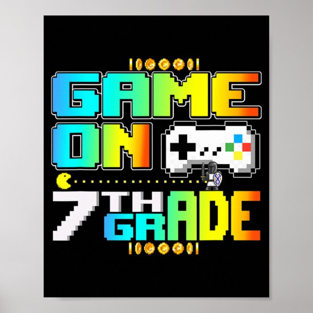 Affiche Jeu De 7E Année Jeu Vidéo Joueur Retour À L'École (Devant)