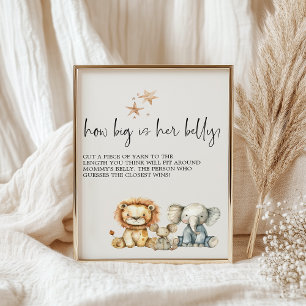 Affiche Jeu de Baby Shower Animaux de Pépinière en Peluche