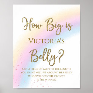 Affiche Jeu de Baby Shower "Arc-en-ciel, Quelle est la tai