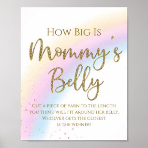 Affiche Jeu de Baby Shower "Arc-en-ciel, Quelle est la tai