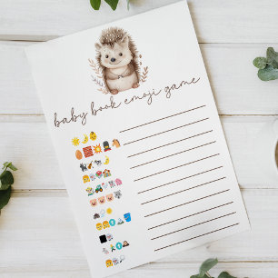 Affiche Jeu de Baby Shower avec un Livre et un Hérisson Mi