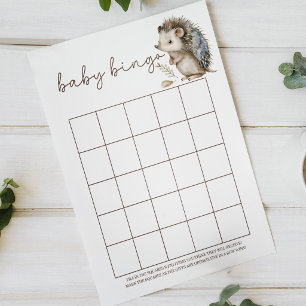 Affiche Jeu de baby shower Bébé Bingo au petit hérisson mi