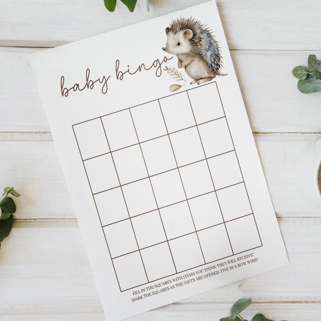 Affiche Jeu de baby shower Bébé Bingo au petit hérisson mi (Créateur téléchargé)
