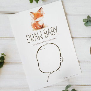 Affiche Jeu de baby shower 'Bébé renard mignon dessine béb