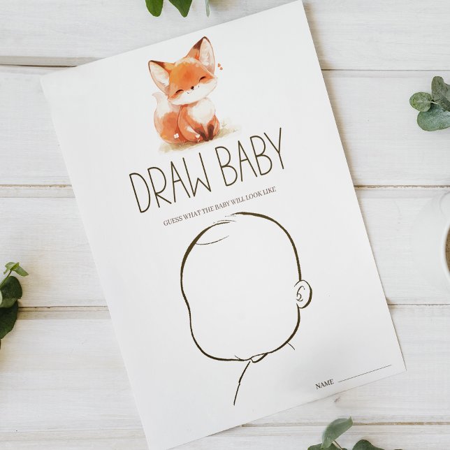 Affiche Jeu de baby shower 'Bébé renard mignon dessine béb (Créateur téléchargé)