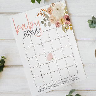Affiche Jeu de baby shower 'Bingo Bébé Fille Rose Floral D