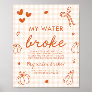 Affiche Jeu de Baby Shower Citrouille d'Automne Mon Eau a