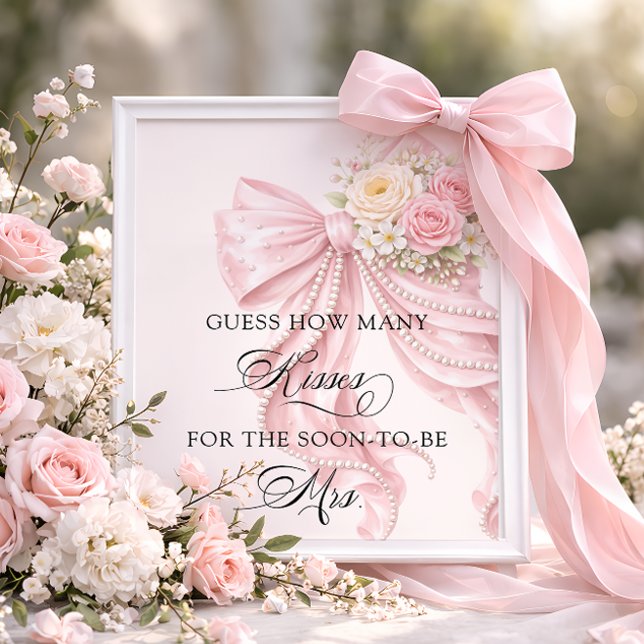 Affiche Jeu de Baby Shower Combien de Bisous Fleurs en Rub (Créateur téléchargé)