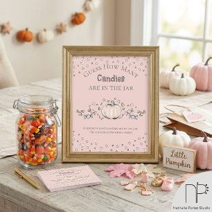 Affiche Jeu de Baby Shower Combien de Bonbons Citrouille R