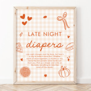Affiche Jeu de Baby Shower Couches de Nuit Tardives Fall C