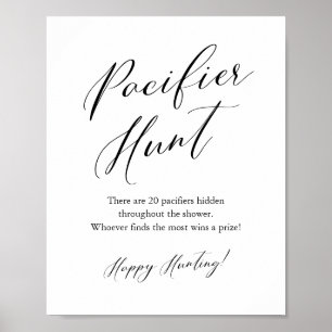 Affiche Jeu de Baby shower de chasse à la calligraphie noi