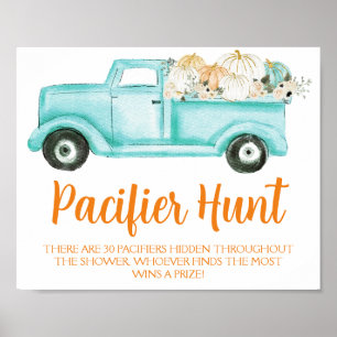 Affiche Jeu de Baby shower de chasse à la menthe Citrouill