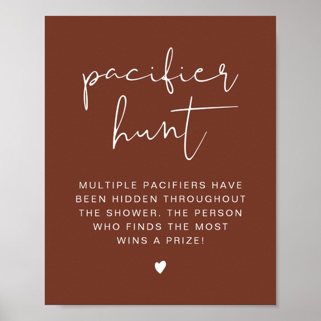 Affiche Jeu de Baby shower de chasse à la rouille de Boho  (Devant)