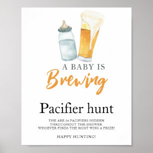 Affiche Jeu de baby shower de chasse à la suce de bière