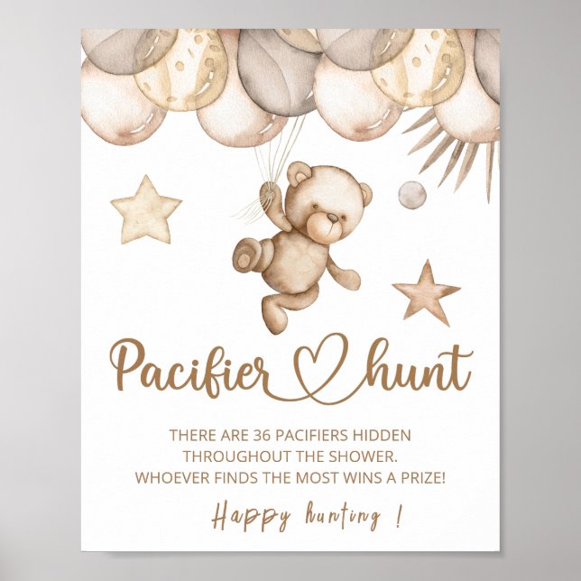 Affiche Jeu de baby shower de chasse à l'ours en peluche (Devant)