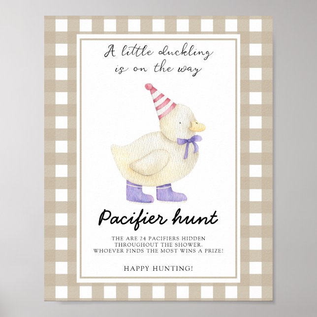 Affiche Jeu de baby shower de chasse au canard (Devant)