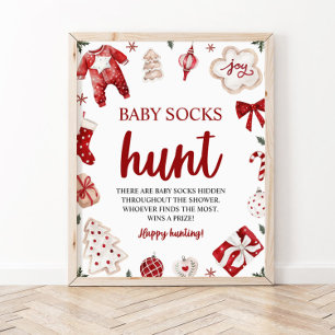 Affiche Jeu de Baby shower de chasse aux bêtes de Noël d'h