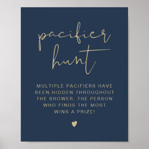 Affiche Jeu de Baby shower de chasse Blue Pacifier de la m