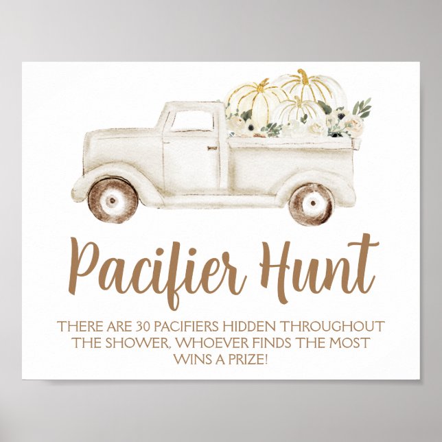 Affiche Jeu de Baby shower de chasse Citrouille beige (Devant)