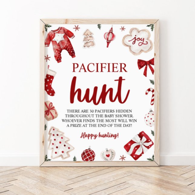 Affiche Jeu de Baby shower de chasse de Noël d'hiver (Créateur téléchargé)